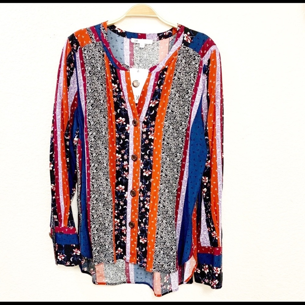 DR2 Multicolor Multi-pattern Button Down B…